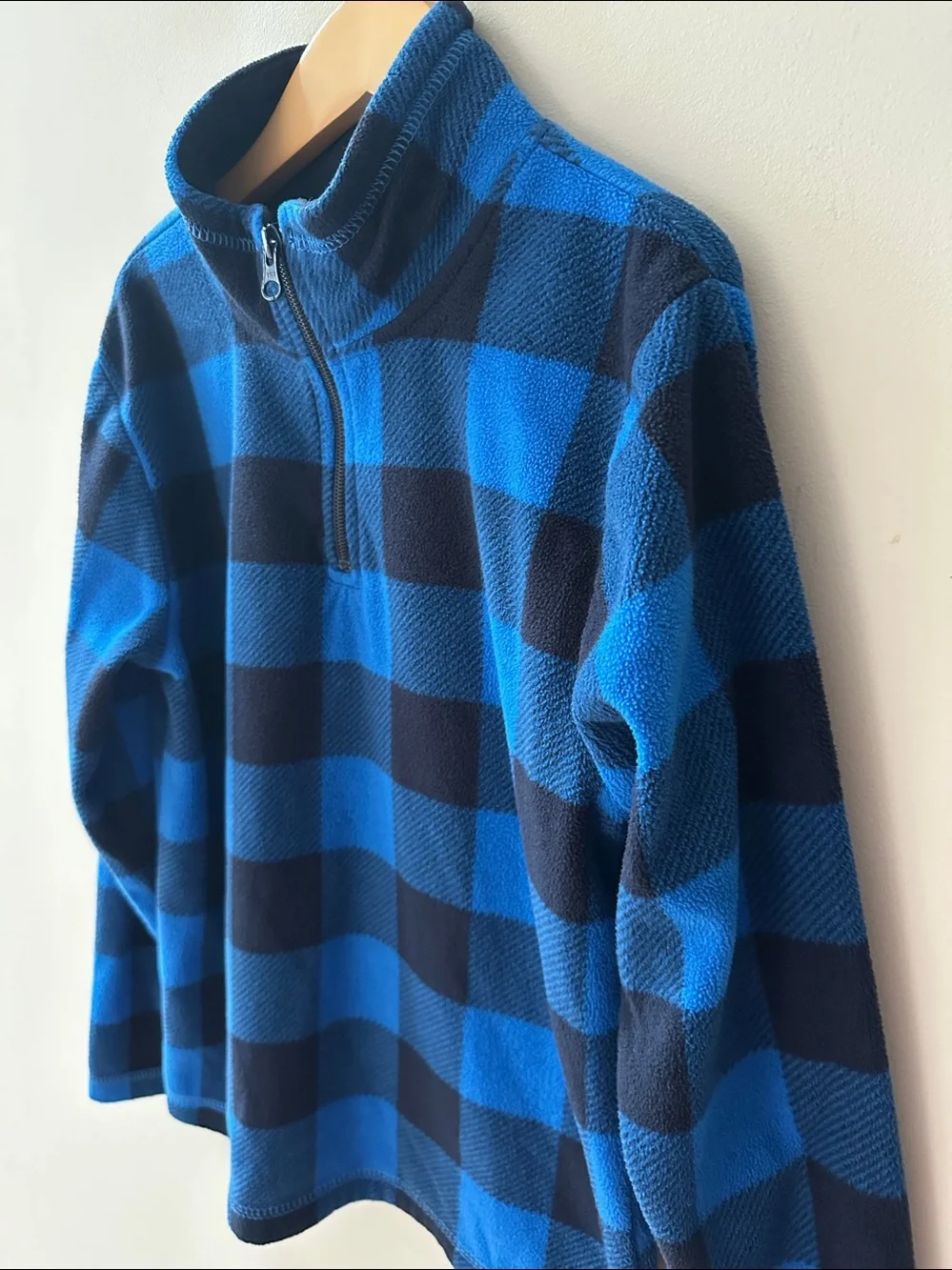 The Children's Place Blue Buffalo Plaid Half-Zip Fleece Pullover Boys Size 7/8